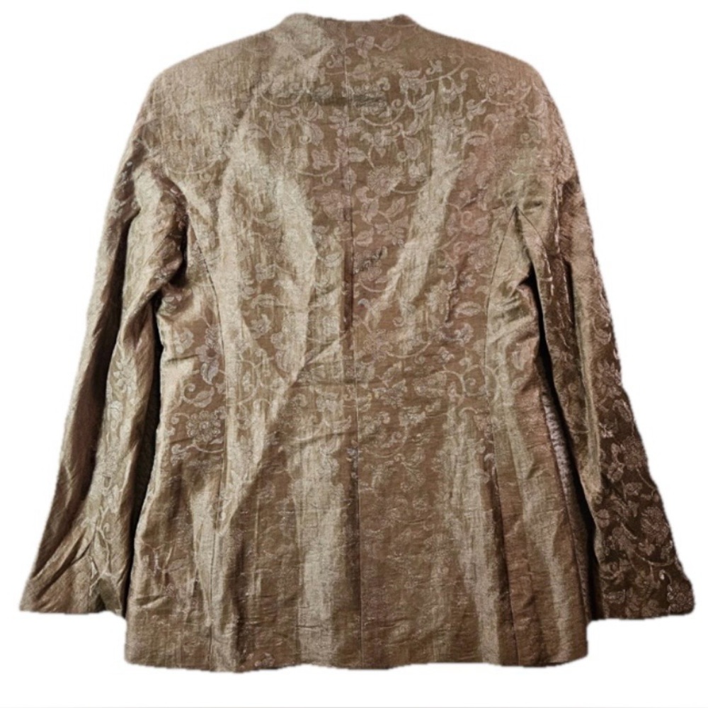 Lafayette 148 Linen Jacquard‎ Blazer Earthy Brown Floral Tailored Jacket 8 - Picture 3 of 9